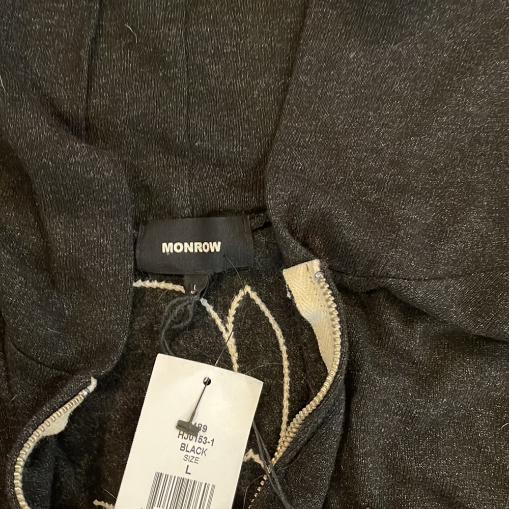Monrow Black Skull Zip-Up L/S Hoodie Large NWT - Picture 10 of 11